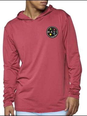 Maui and Sons Men's Hooded Long-Sleeve Shirt - Rose
